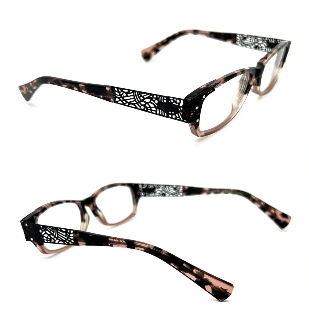 Jean Lafont Legende 743 Eyeglasses Brown Pink Tortoise Glasses Frames Lace EUC
